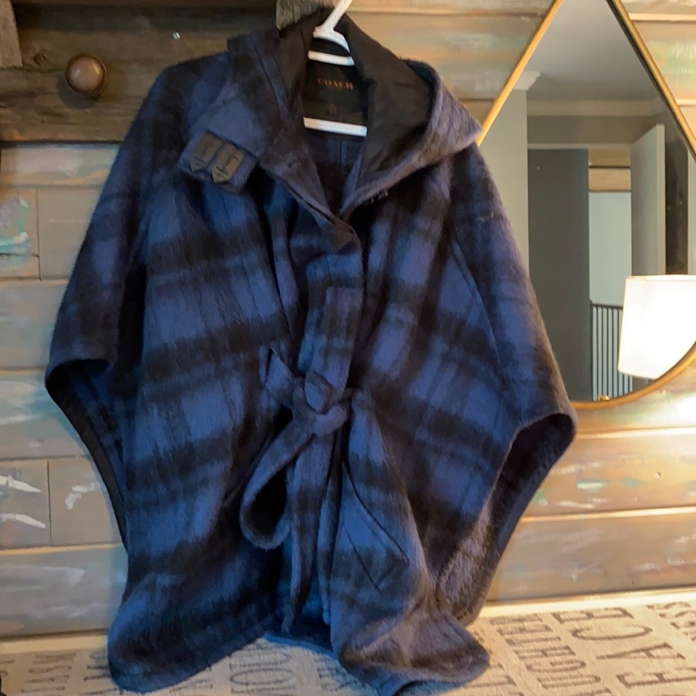Excellent condition COACH PLAID CAPE